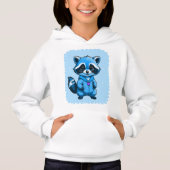 Kleine wasbeer in blauwe hoodie (Voorkant)