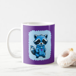 Kleine wasbeer in blauwe Mok