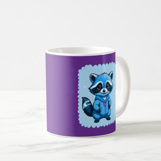 Kleine wasbeer in blauwe Mok (Voorkant rechts)