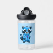 Kleine wasbeer in blauwe waterfles (Voorkant)