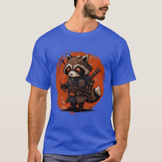 Kleine wasbeer samoerai anime japans vriend t-shirt
