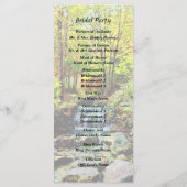 Kleine waterval in het herfstparkprogramma Wedding Programmakaart (Achterkant)