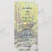 Kleine waterval in het herfstparkprogramma Wedding Programmakaart (Voorkant / Achterkant)
