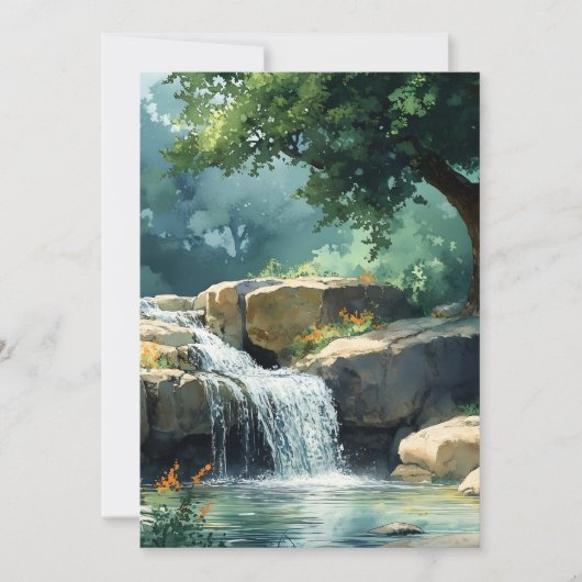 Kleine Waterval in Waterverf Feestdagenkaart (Voorkant)