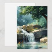 Kleine Waterval in Waterverf Feestdagenkaart (Voorkant / Achterkant)