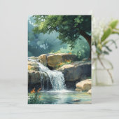Kleine Waterval in Waterverf Feestdagenkaart (Staand voorkant)