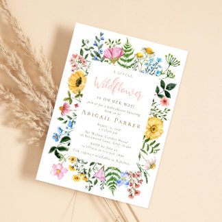 Kleine Waterverf Bloemetjes Baby Shower Kaart