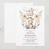 Kleine Waterverf Boerderij Kalf 1e Verjaardag Kaart (Voorkant / Achterkant)