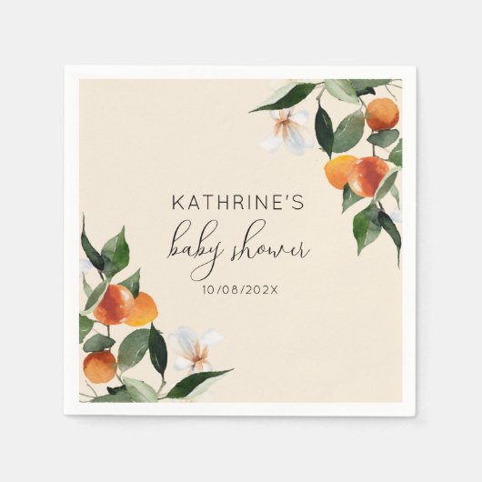 kleine waterverf citrusbaby shower servet (Voorkant)