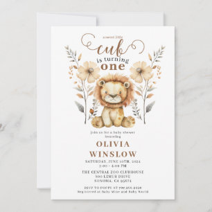 Kleine Waterverf Leeuw Safari Dier 1e Verjaardag Kaart