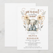 Kleine Waterverf Olifant 1e Verjaardag Kaart (Voorkant / Achterkant)