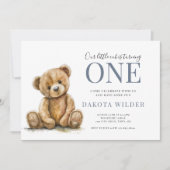 Kleine Waterverf Teddy Bear Boy 1e Verjaardag Kaart (Voorkant)