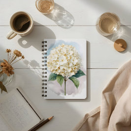 Kleine waterverf witte hortensia bloem notitieboek