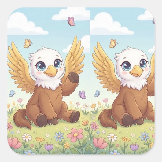Kleine Weidegriffioen – Whimsical Fantasie Sticker (Voorkant)