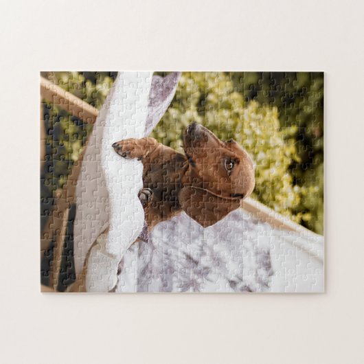 Kleine Weiner Dog in de zon Legpuzzel (Horizontaal)