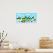 Kleine wereld binnen een drijvend eiland. poster (Keuken)