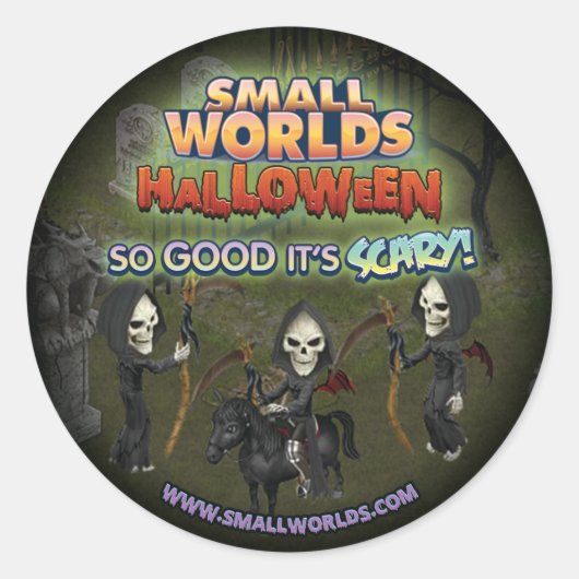 Kleine Werelden Halloween Grim Reaper Stickers (Voorkant)