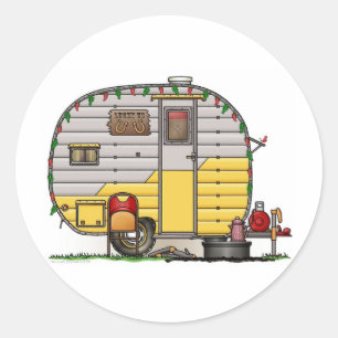Kleine Westerne camper-aanhangwagen Ronde Sticker