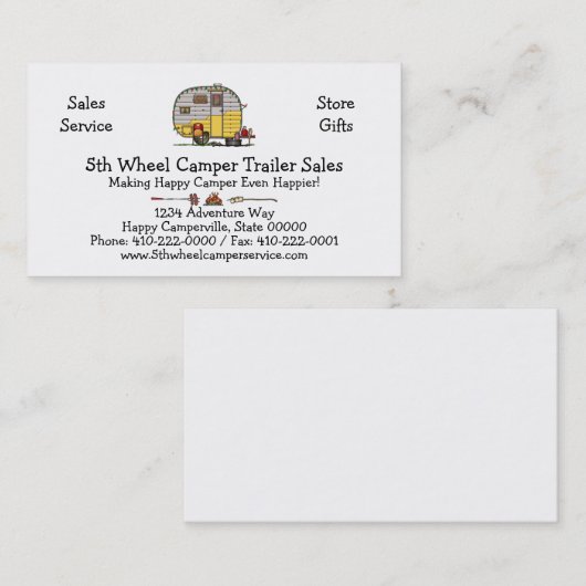 Kleine Westerne Camper Trailer M Visitekaartje (Voorkant / Achterkant)