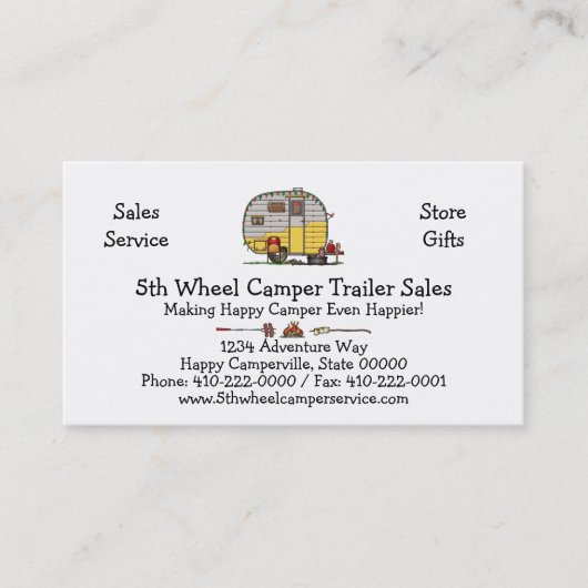 Kleine Westerne Camper Trailer M Visitekaartje (Voorkant)