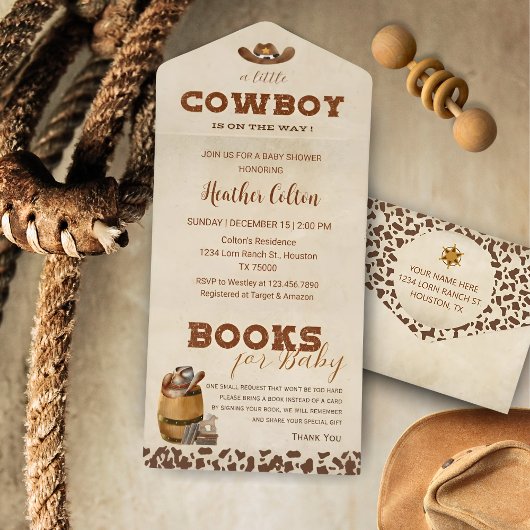 Kleine Westerne Cowboy Baby shower All In One Uitnodiging