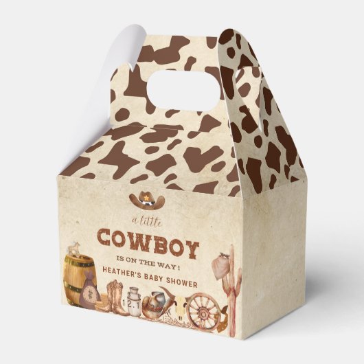 Kleine Westerne Cowboy Baby shower Bedankdoosjes (Voorkant Zijde)
