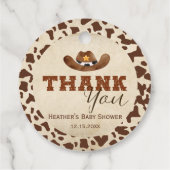 Kleine Westerne Cowboy Baby shower Bedankjes Labels (Achterkant)