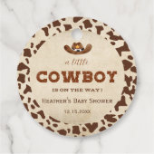 Kleine Westerne Cowboy Baby shower Bedankjes Labels (Achterkant)