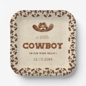 Kleine Westerne Cowboy Baby shower Papieren Bordje (Voorkant)