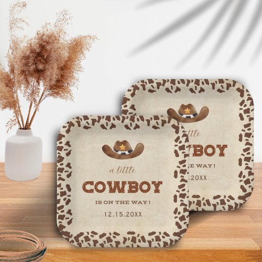 Kleine Westerne Cowboy Baby shower Papieren Bordje