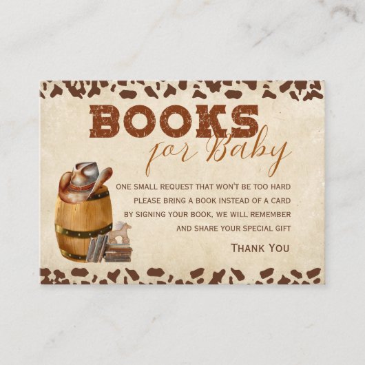 Kleine Westerne Cowboy Boeken voor Baby Informatiekaartje (Voorkant)