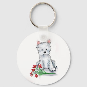 Kleine westie-afschuwelijke hondenillustratie sleutelhanger