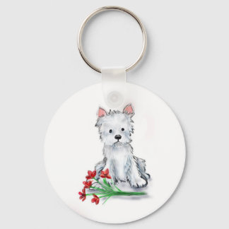 Kleine westie-afschuwelijke hondenillustratie sleutelhanger