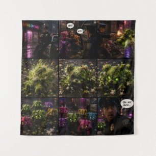 Kleine wezens storyboard strip stijl wandtapijt de wandkleed