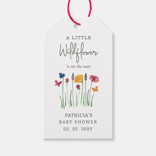 Kleine Wildbloem  Baby Meisje Baby shower Cadeaulabel (Voorkant)
