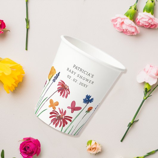 Kleine Wildbloem  Baby Meisje Baby shower Papieren Bekers