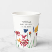 Kleine Wildbloem  Baby Meisje Baby shower Papieren Bekers (Achterkant)