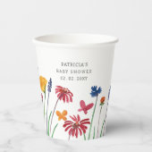 Kleine Wildbloem  Baby Meisje Baby shower Papieren Bekers (Voorkant)