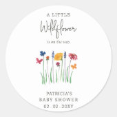 Kleine Wildbloem  Baby Meisje Baby shower Ronde Sticker (Voorkant)