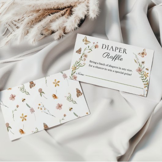 Kleine Wildbloem Bloemen Meisje Luier Raffle Informatiekaartje