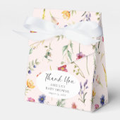 Kleine Wildbloem Bloemen Roze Meisje Baby shower Bedankdoosjes (Voorkant Zijde)