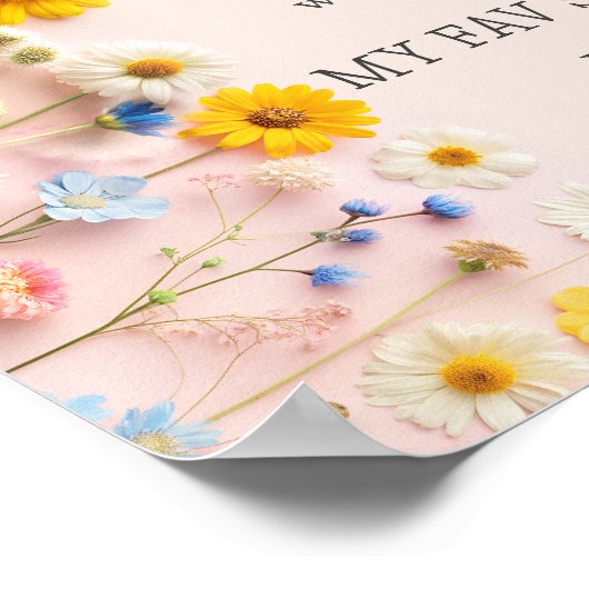 Kleine Wildbloem Eerste Jaar Eerste Verjaardag Poster (Hoek)