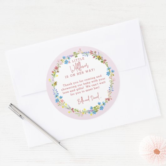 Kleine Wildbloem is op weg naar haar weg Dank je Ronde Sticker (Envelop)