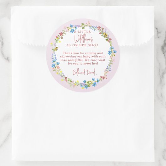 Kleine Wildbloem is op weg naar haar weg Dank je Ronde Sticker (Tas)