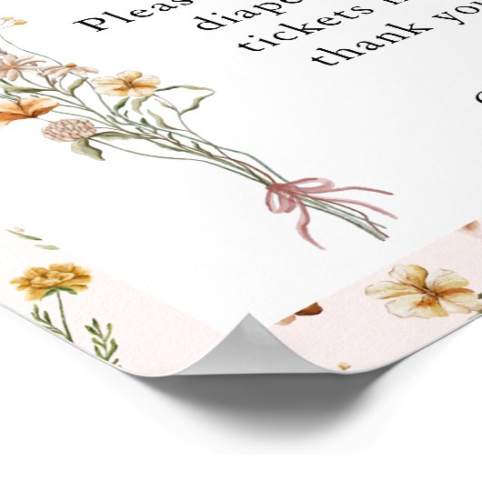 Kleine Wildbloem Roze Baby shower Diaper Raffle Poster (Hoek)