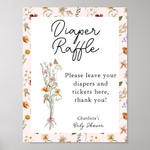 Kleine Wildbloem Roze Baby shower Diaper Raffle Poster