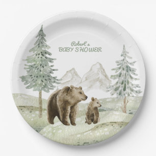 Kleine wilde baby beer bos baby shower kaart papieren bordje