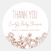 Kleine Wilde Baby shower Dank je wel Ronde Sticker (Voorkant)