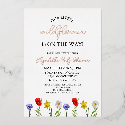 Kleine wilde Baby shower Folie Uitnodiging (Voorkant)