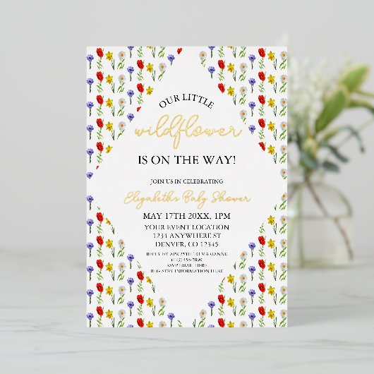 Kleine wilde Baby shower Folie Uitnodiging (Staand Voorkant)